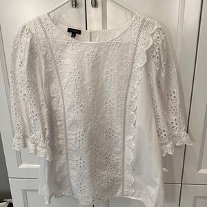 Talbots White Eyelet Lace Blouse